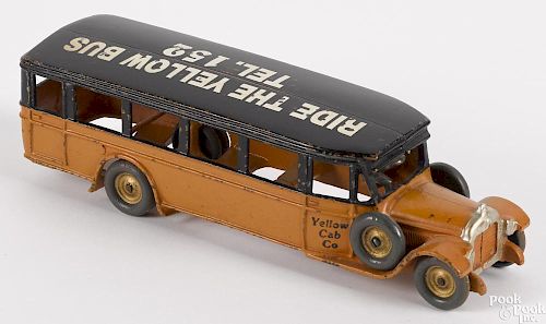 Arcade cast iron Ride the Yellow Bus - Tel. 152 Fageol Yellow Cab Co. bus, 13'' l.