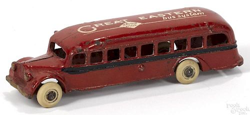 Arcade cast iron Great Eastern Nationwide Bus System bus, 7 1/2'' l. Provenance: Donald Kaufman