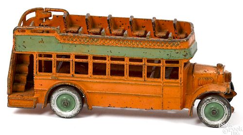 Kenton cast iron double decker bus, 10'' l.