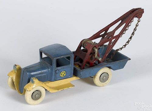 Kilgore cast iron wrecker truck, 11'' l. Provenance: Donald Kaufman collection, Bertoia Auction