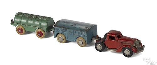 Rare Hubley cast iron truck train, one of two known examples of this prototype toy
