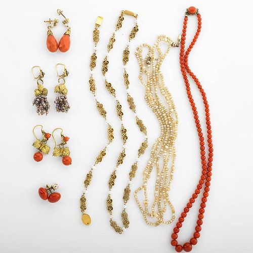 ANTIQUE CORAL OR NATURAL PEARL JEWELRY