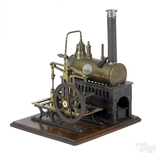 Ernst Plank steam plant with a copper boiler having a nameplate and finely crafted brass and iron