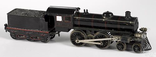 Marklin painted tin E65/13041 locomotive and tender, gauge 1, 4-4-0 American steam profile