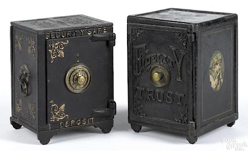 Two large cast iron safe still banks, to include a Henry Hart Fidelity Trust