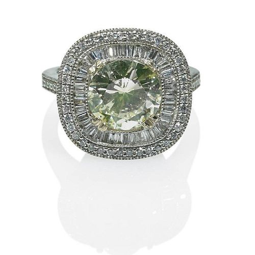NATURAL FANCY COLOR AND COLORLESS DIAMOND RING