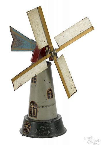 Arcade cast iron and painted tin windmill, 15'' h.