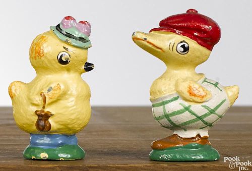 Two Hubley cast iron duck paperweights, 2 1/4'' h. Provenance: The Donal Markey collection, Bertoia