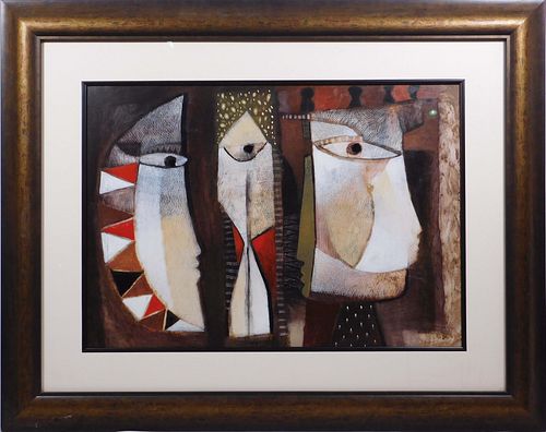 Orestes Gaulhiac: Untitled (Three Cubist Faces)