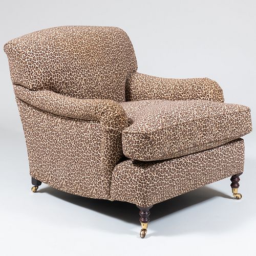 George Smith Leopard Print Upholstered Club Chair