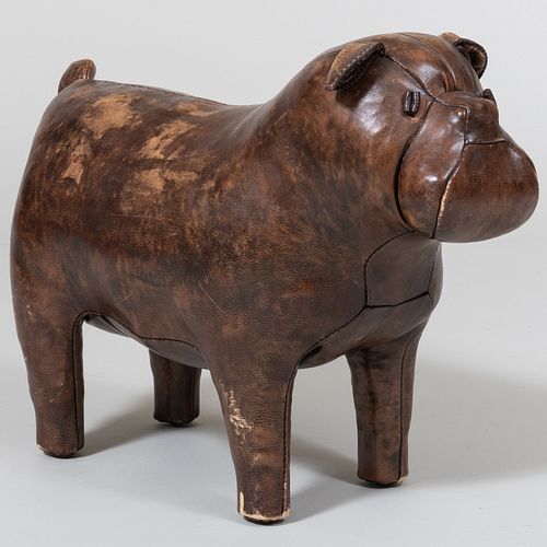 Abercrombie and Fitch Stuffed Leather Bulldog Stool