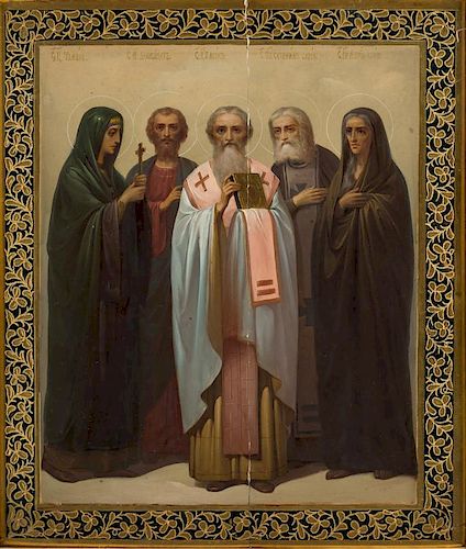A RUSSIAN ICON OF SELECT SAINTS WITH KIOT, 19TH CENTURY