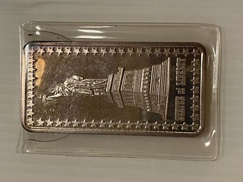 Hamilton Mint 1 oz Silver Art Bar Statute of Liberty