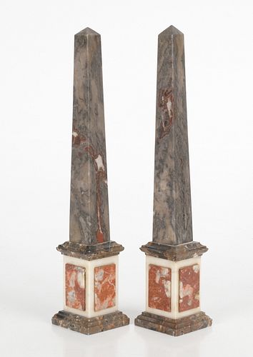 Pair of Neoclassical Marble Obelisks