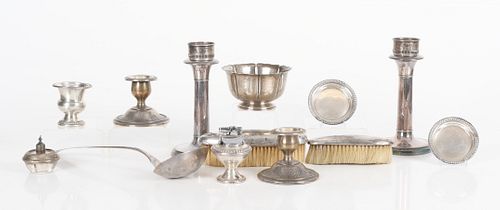 A Group of Coin and Sterling Silver Tableware