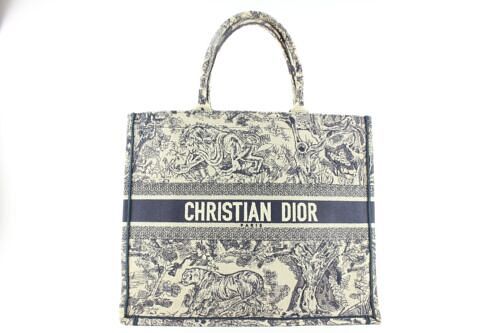 CHRISTIAN DIOR LARGE BOOK TOTE EMBROIDERED TOILE DE JOUY JUNGLE CANVAS