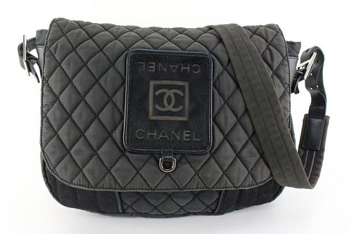  CHANEL PONY HAIR QUILTED CHARCOAL CC SPORTS LOGO MESSENGER CROSSBODY