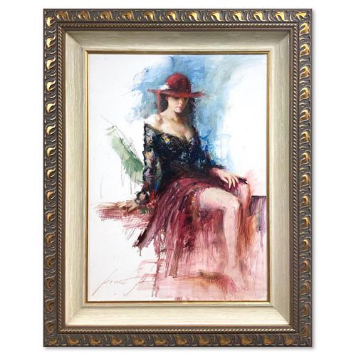 Pino (1939-2010), "Melissa" Framed Original Oil Painting on Board, Hand Signed with Letter of Authenticity.