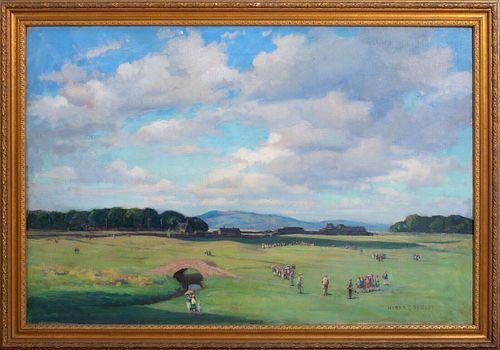 VIEW OF THE OLD COURSE OIL PAINTING