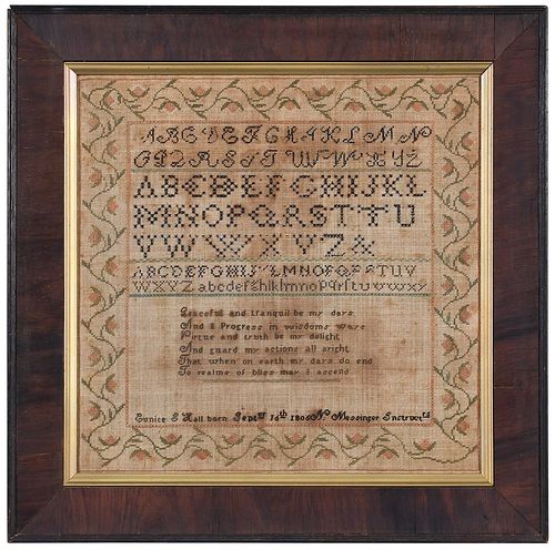 Framed 19th Century Alphabetic Needlework Sampler