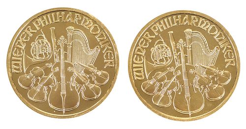 (Two) One-Ounce Austrian Philharmonic Gold Coins