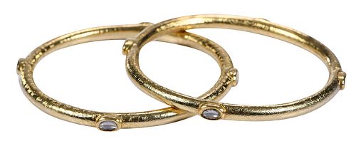 18kt. Bangle Bracelets with Diamond Slices