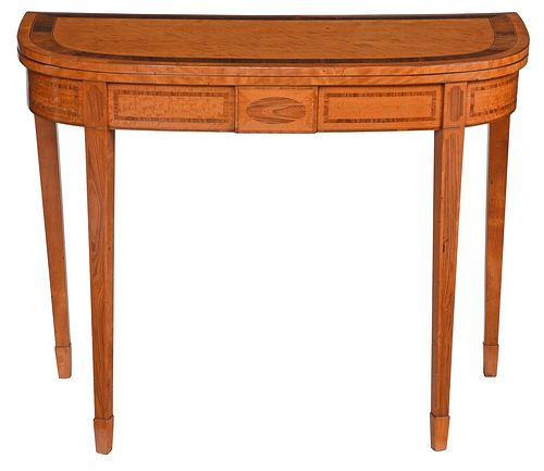 George III Rosewood and Satinwood D Shaped Card Table