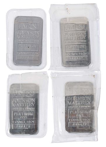 (Four) One Ounce Platinum Bars by Johnson Matthey 