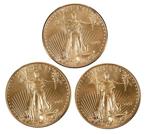 (Three) One Ounce American Gold Eagles 