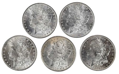 Three Solid Date Morgan Dollar Rolls with Additional Coins
