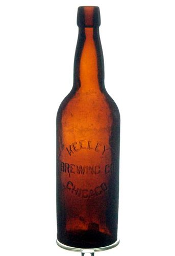 1897 Keeley Brewing Company Beer 22oz Embossed Bottle Chicago Illinois