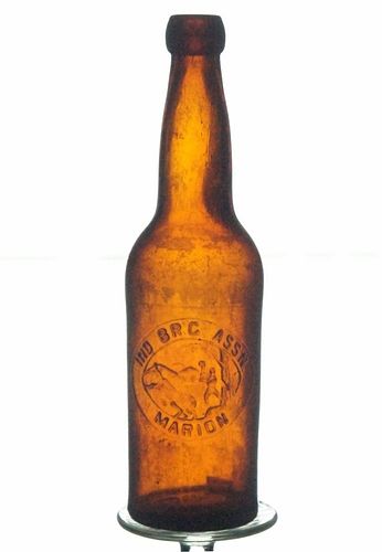 1898 Indiana Brewing Assoc. Beer No Ref. Embossed Bottle Marion Indiana