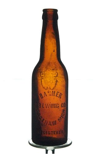 1906 Banner Brewing Co. Beer No Ref. Embossed Bottle Saginaw Michigan