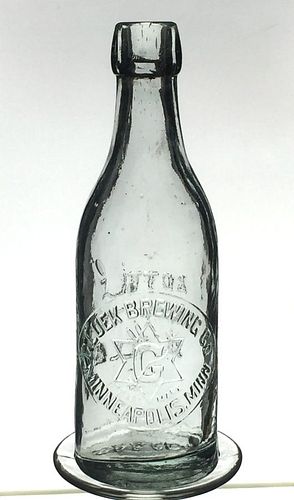 1899 Gluek Brewing Co. split Beer Embossed Bottle Minneapolis Minnesota