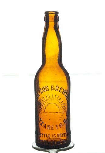 1895 Rising Sun Brewing Co. Beer Embossed Bottle Elizabeth New Jersey