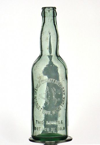 1907 Orange County Brewery Beer Embossed Bottle Middletown New York