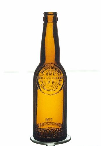 1905 August Wagner & Sons Brewery Beer 12oz Embossed Bottle Columbus Ohio