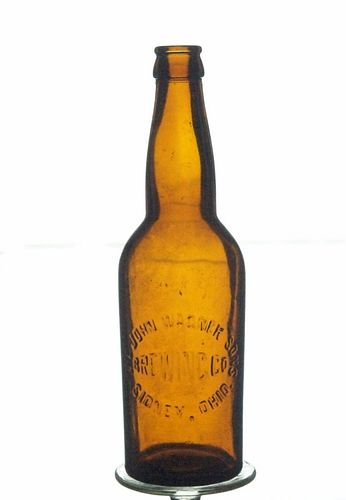 1900 John Wagner Sons Brewing Co. Beer 12oz Embossed Bottle Sidney Ohio
