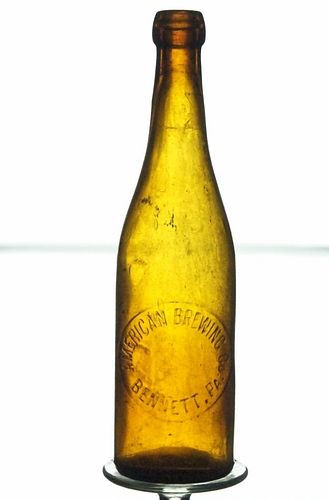 1898 American Brewing Co. Beer No Ref. Embossed Bottle Bennett Pennsylvania