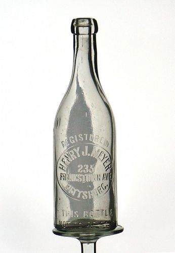 1896 Henry J. Meyer Saloon Beer 12oz Embossed Bottle Pittsburgh Pennsylvania