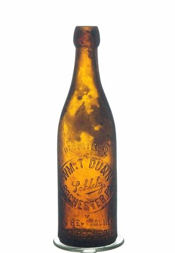 1890 William T. Dunn (Schlitz) Beer No Ref. Embossed Bottle Rochester Pennsylvania