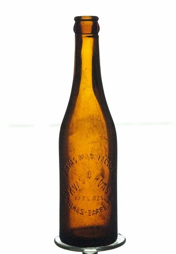 1917 Kvas-O-Kvas No Ref. Embossed Bottle Wilkes-Barre Pennsylvania