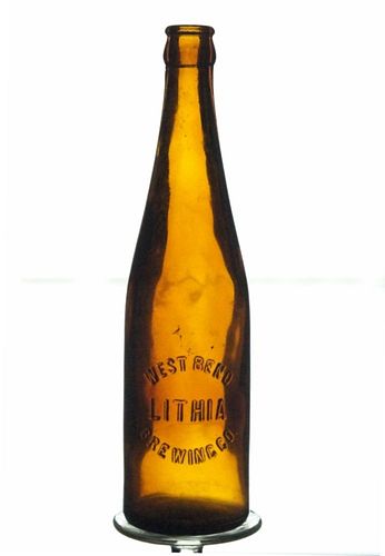 1905 West Bend Lithia Brewing Co. Beer Embossed Bottle West Bend Wisconsin