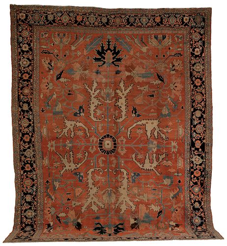 Roomsize Heriz rug, late 19th c., with allover pat