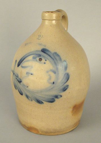 Two gallon stoneware jug, 19th c., impressed "Cowd