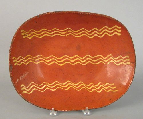 Pennsylvania redware loaf dish, 19th c., with yell