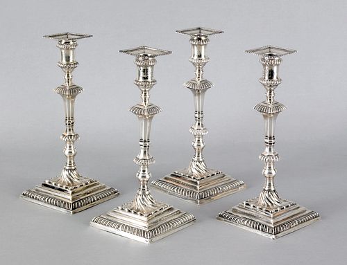 Set of 4 English silver candlesticks, 1769-1770, b