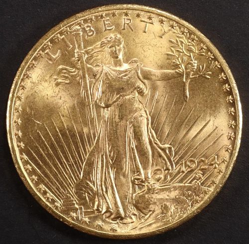 1924 $20 GOLD ST. GAUDENS GEM BU