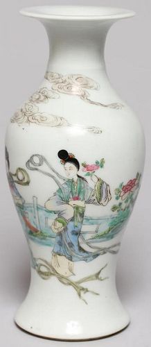 Small Chinese Hand-Painted Baluster Vase