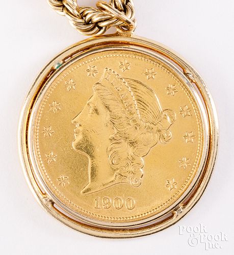 1900 Liberty head coin in necklace